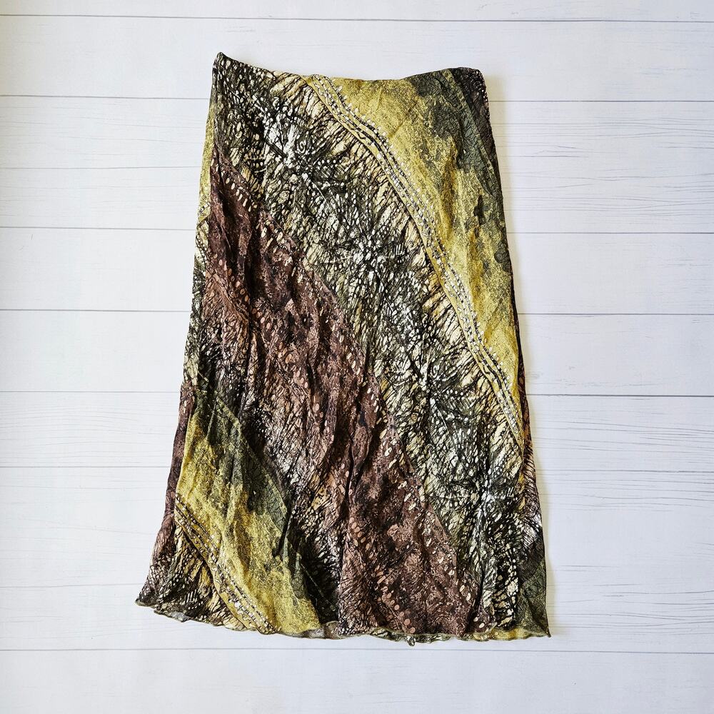 Euro Boho Maxi Skirt Earth Tones Fairycore - Size Large